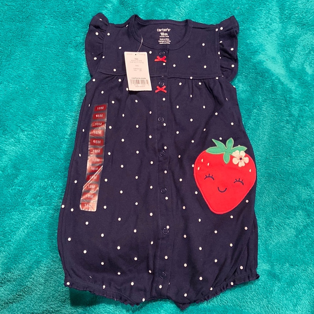 New - Carter’s - Navy w/White Dots - Red Bows